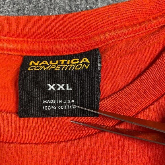 Nautica Competition T-shirt 2XL Orange Vintage Made in USA Spellout - Picture 5 of 9